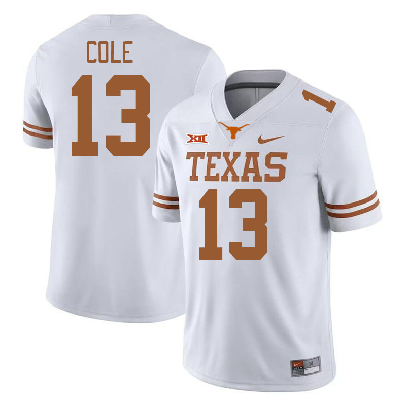 Men #13 Jay'Vion Cole Texas Longhorns College Football Jerseys Stitched-White